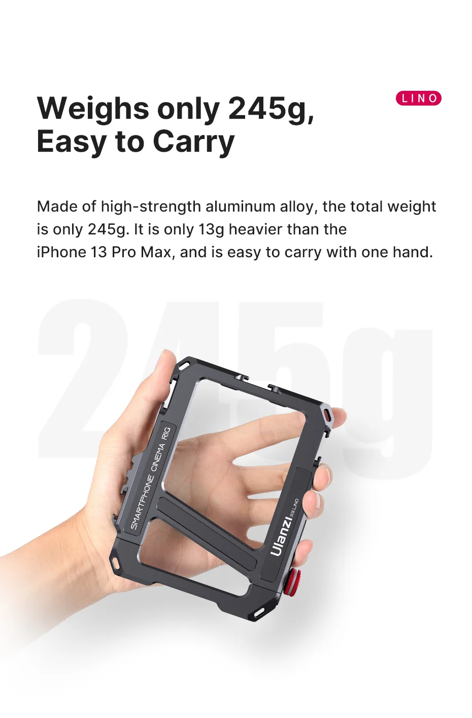 Ulanzi Lino Smartphone Cage: Sturdy Grip for iPhone X - 13 Series & Mini/Pro/Pro Max, Enhancing Vlog and Video Experience