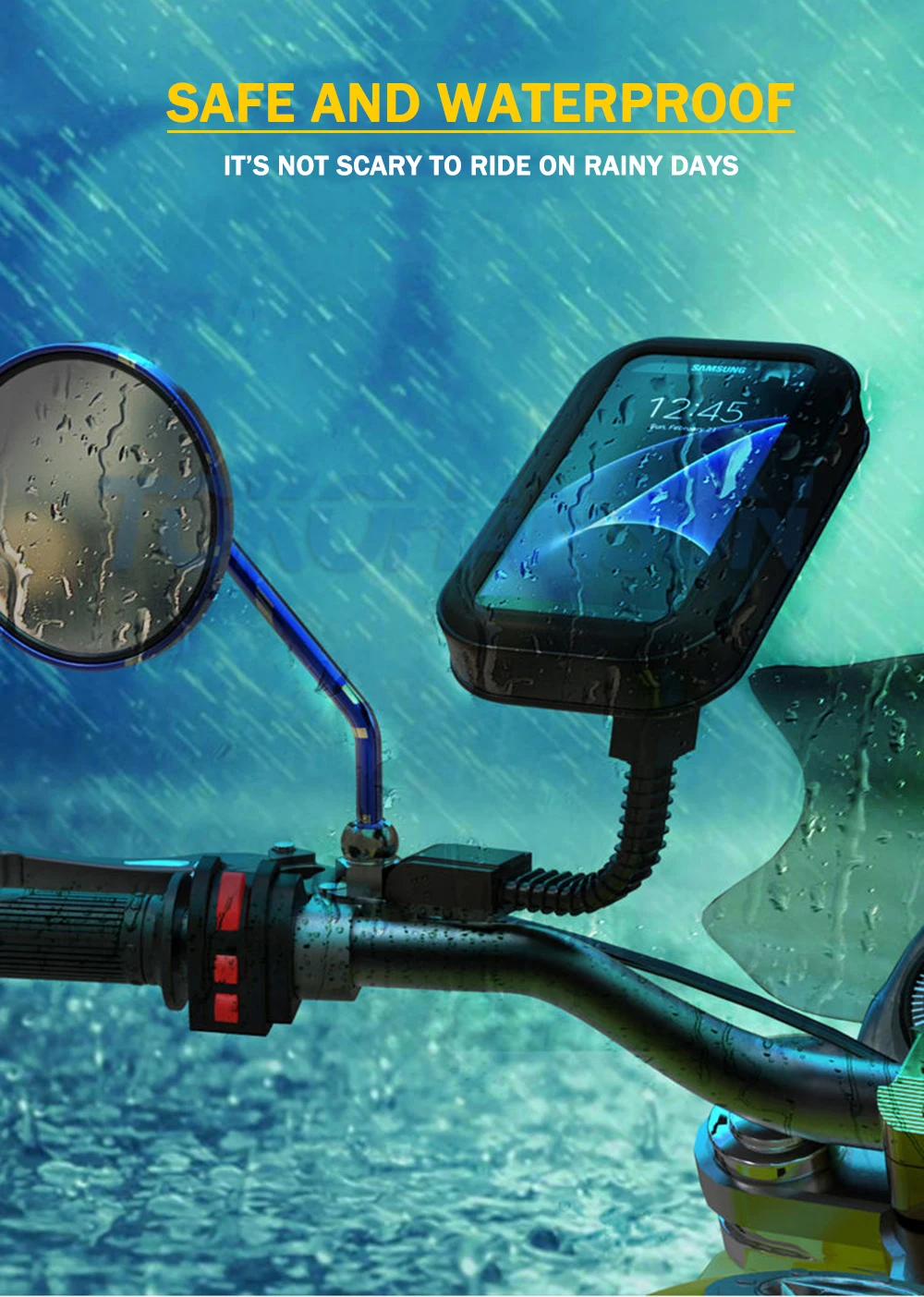 Waterproof Bike Motor Phone Holder: Secure Mount for iPhone, Samsung & GPS on Bicycle/Motorcycle Handlebar