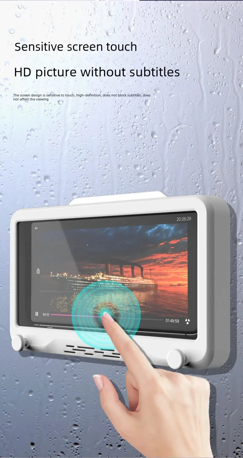 Rotatable Waterproof Phone Box: Wall-Mounted Storage for Bathroom and Kitchen, No Punching Required