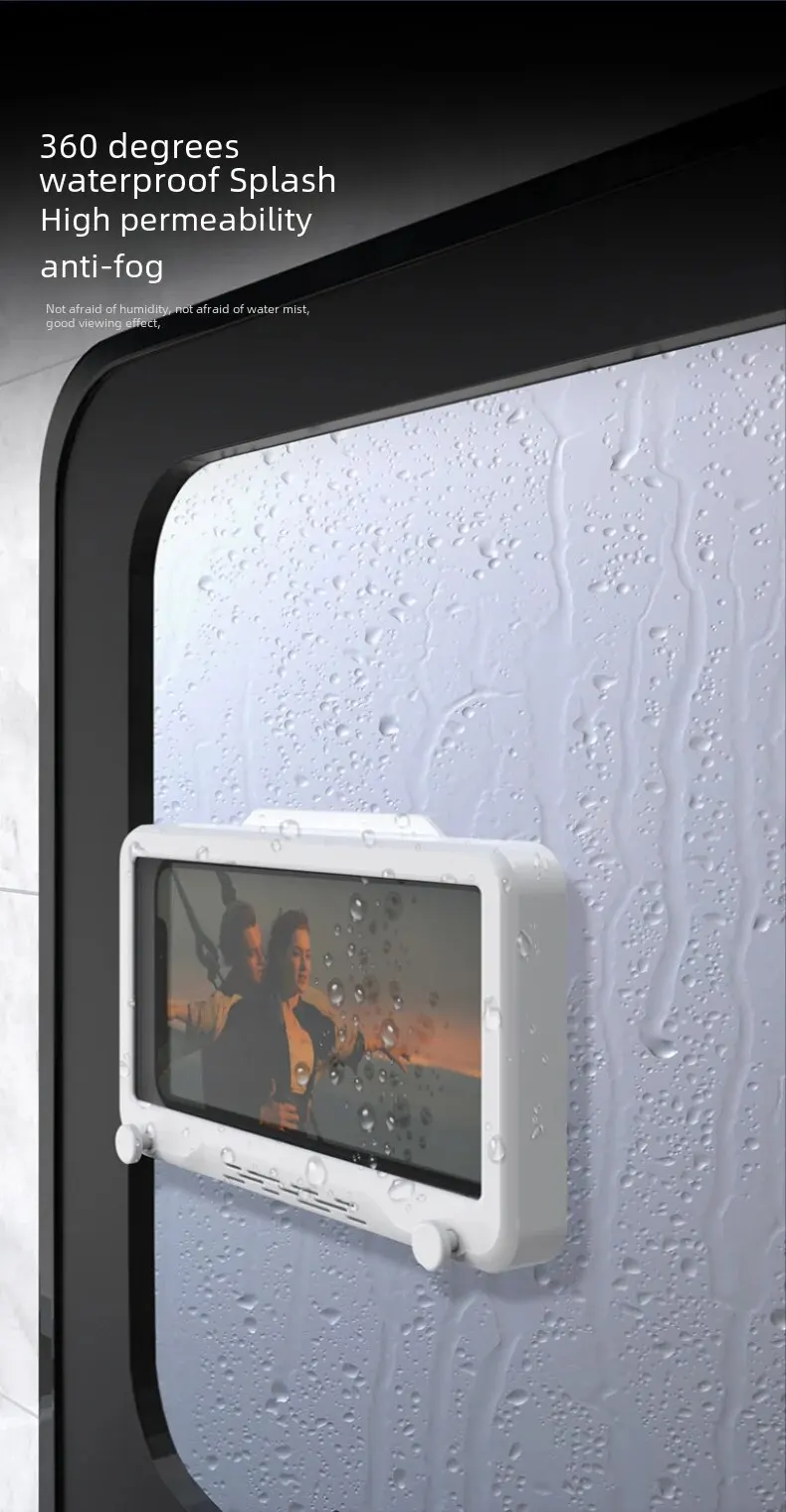 Rotatable Waterproof Phone Box: Wall-Mounted Storage for Bathroom and Kitchen, No Punching Required