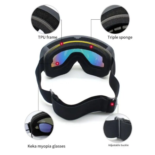 Ski Goggles Double Layers UV400 Anti Fog Men Women Outdoor Skiing Mask Glasses Protect Soft Snow Goggles Snowboard