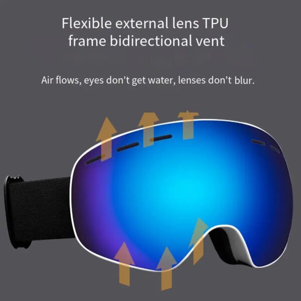 Ski Goggles Double Layers UV400 Anti Fog Men Women Outdoor Skiing Mask Glasses Protect Soft Snow Goggles Snowboard