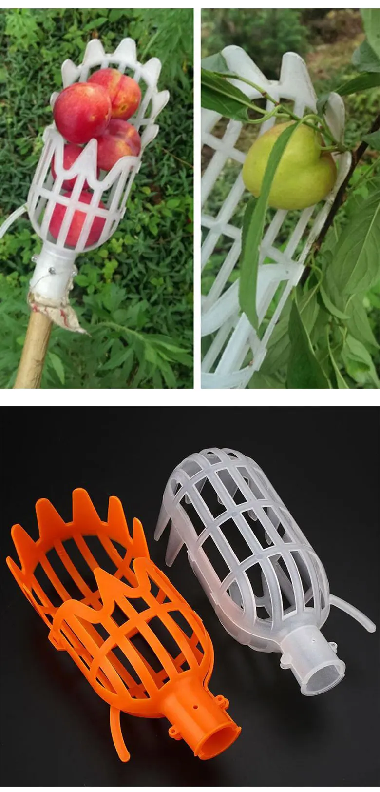 1PC Garden Basket Fruit Picker Head Multi-Color Plastic Fruit Picking Tool Catcher Agricultural Bayberry Jujube Picking Supplies