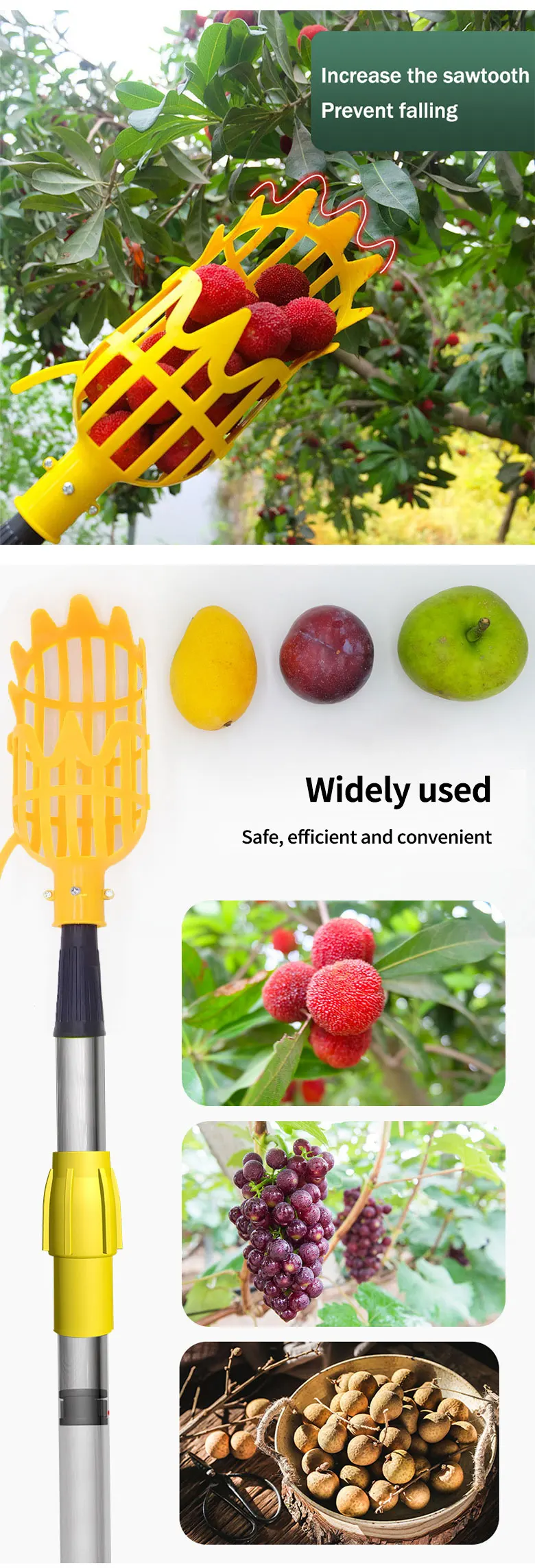 1PC Garden Basket Fruit Picker Head Multi-Color Plastic Fruit Picking Tool Catcher Agricultural Bayberry Jujube Picking Supplies