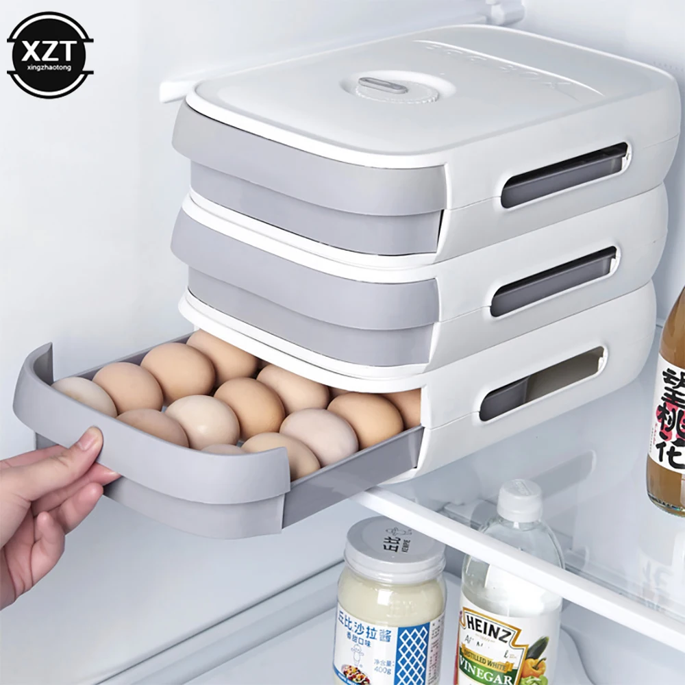 Egg Storage Drawer: Stackable & Automatic Refrigerator Organizer