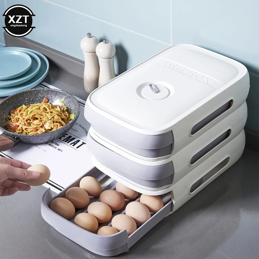 Egg Storage Drawer: Stackable & Automatic Refrigerator Organizer