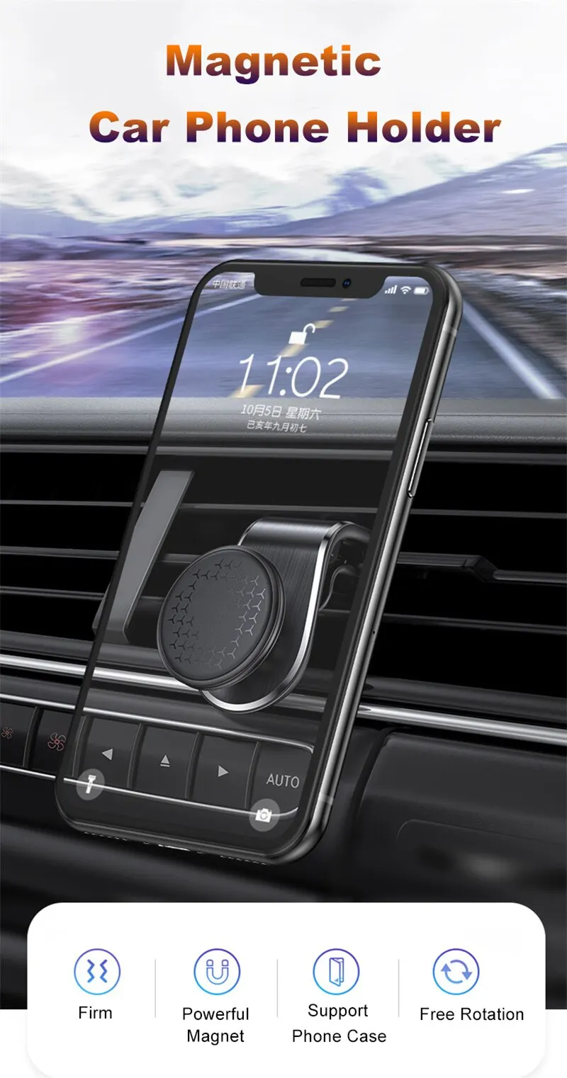 Magnetic Car Phone Holder: Air Vent Mount for GPS & Smartphones