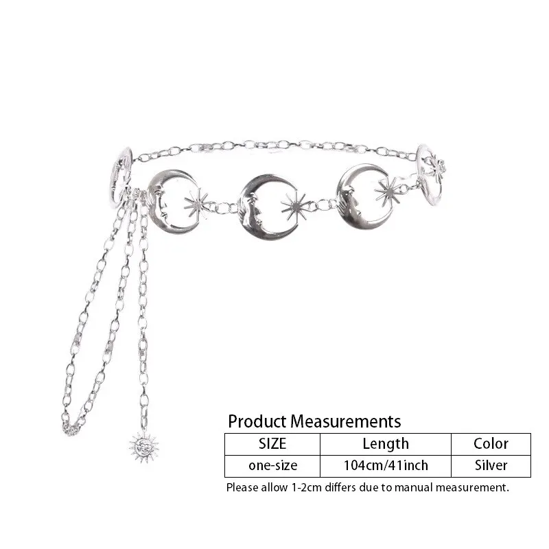 Gothic Moon Pendant Chain: Vintage High Waist Fashion