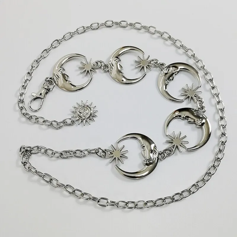 Gothic Moon Pendant Chain: Vintage High Waist Fashion