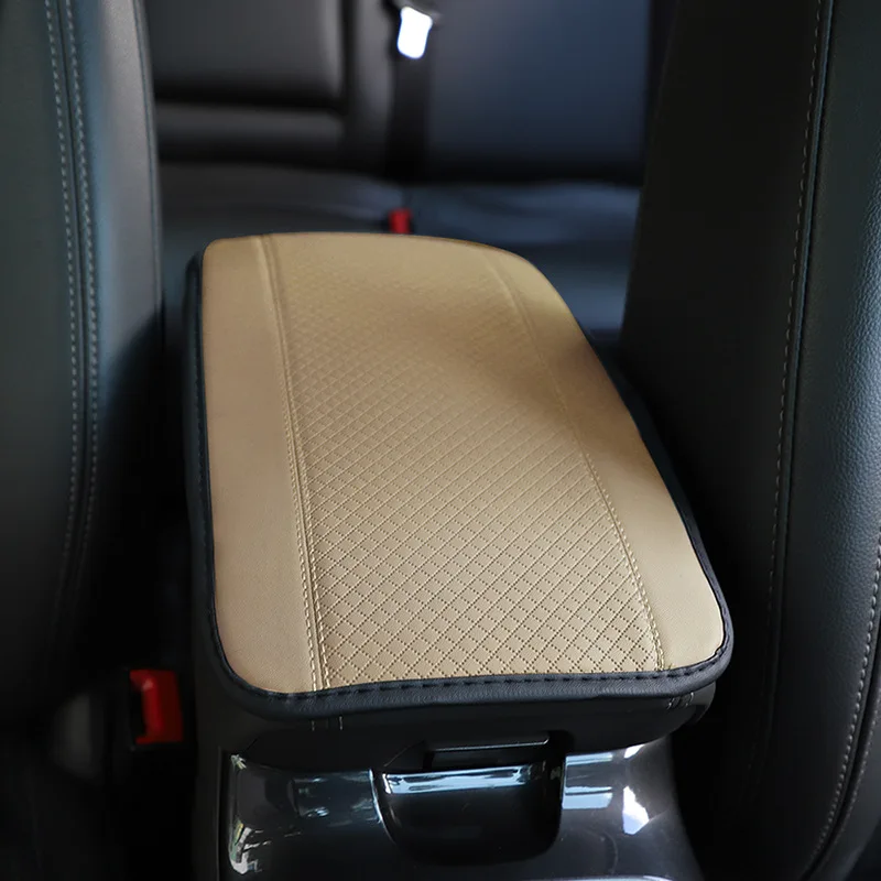 Universal Car Armrest Box Pad: Non-Slip Fiber Leather Cover