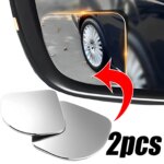 2pcs HD Frameless Small Round Car Blind Spot Mirrors: 360° Adjustable