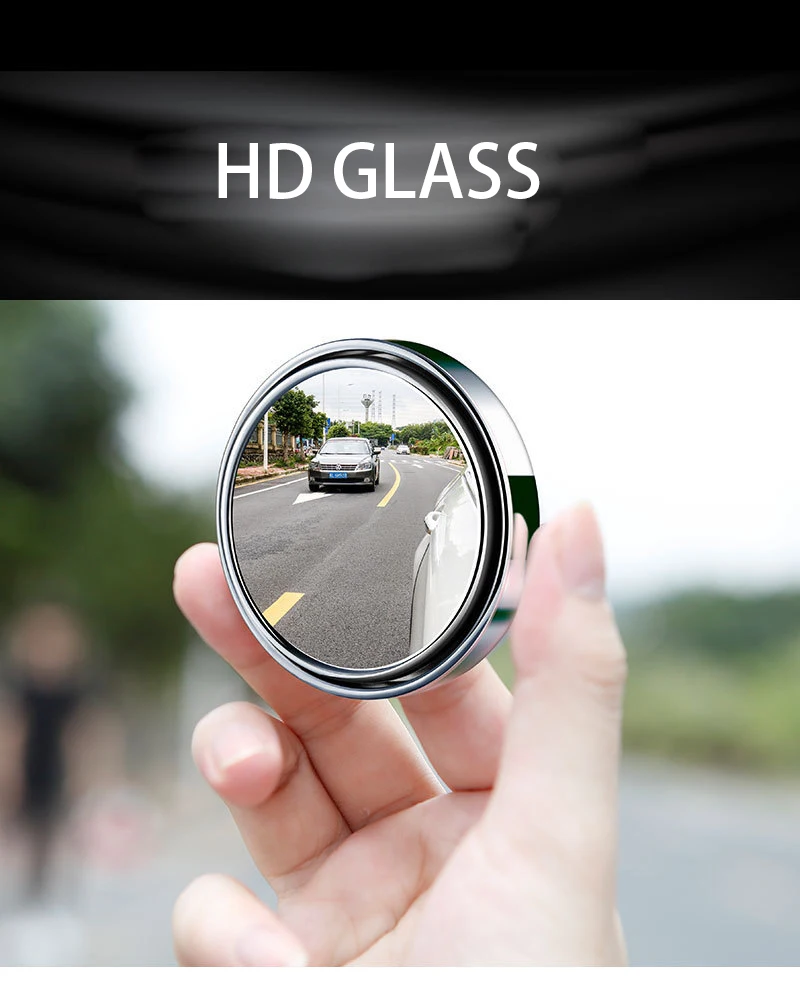 2Pcs Convex Blind Spot Mirrors: 360° Adjustable Wide-Angle