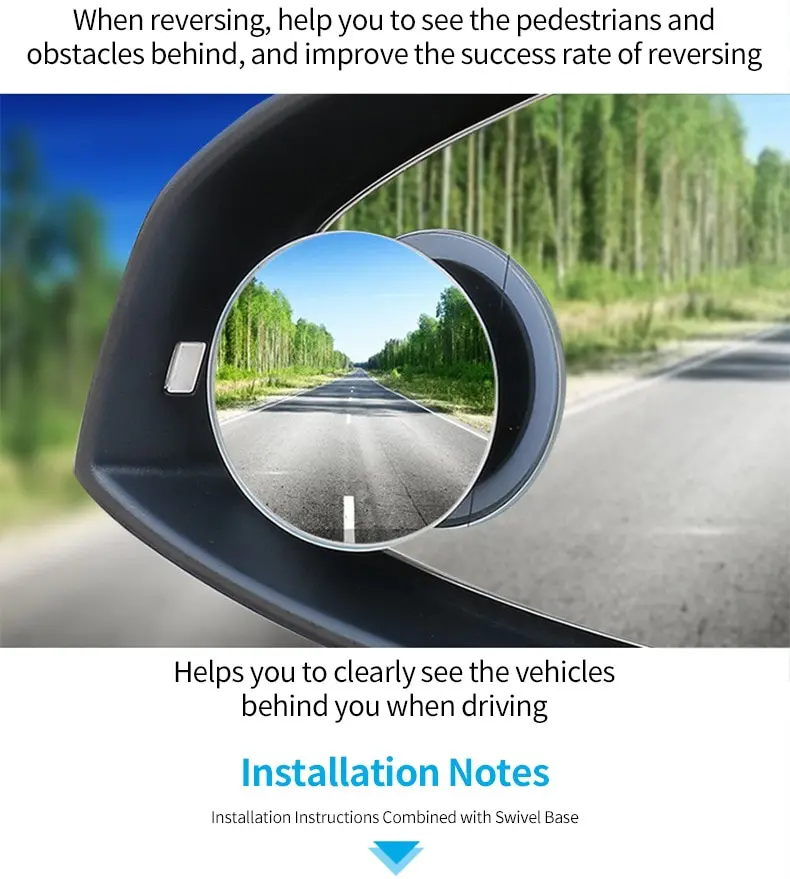 HD Frameless Adjustable Small Round Mirror: Wide-Angle Car Rear View