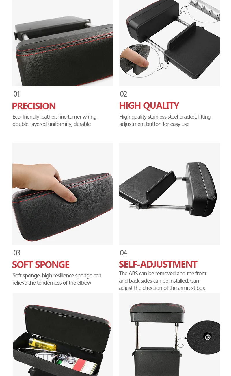 Adjustable Car Seat Gap Organizer: Armrest Box with Elbow Support