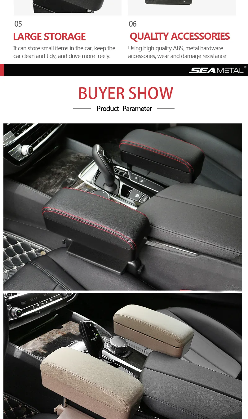 Adjustable Car Seat Gap Organizer: Armrest Box with Elbow Support