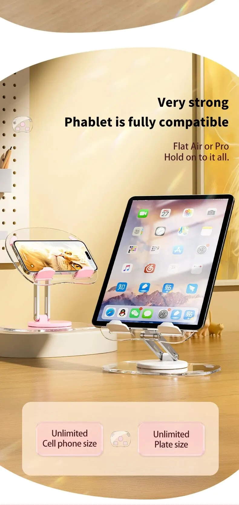 Multi-Functional 360° Rotating Mobile Phone Stand: Desktop Support Stand