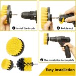 3pcs Power Scrubber Brush Set: Drill Attachment for Cleaning Showers, Tubs, and Tile Grout