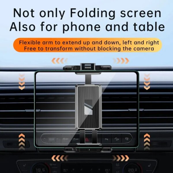 Universal Car Air Vent Holder Mount: Compatible with 7" - 12.9" Tablets, iPads, 4" - 7" Folding Screen/straight Panel Phones