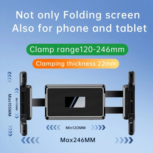 Universal Car Air Vent Holder Mount: Compatible with 7" - 12.9" Tablets, iPads, 4" - 7" Folding Screen/straight Panel Phones