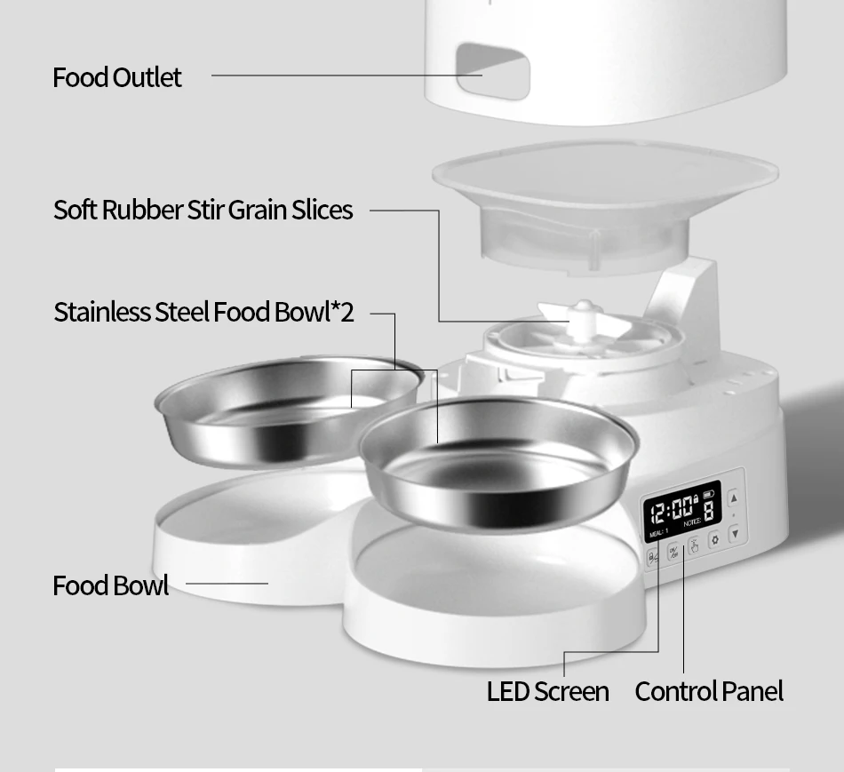 ROJECO 4L Automatic Pet Feeder: Smart Control Cat/Dog Food Dispenser