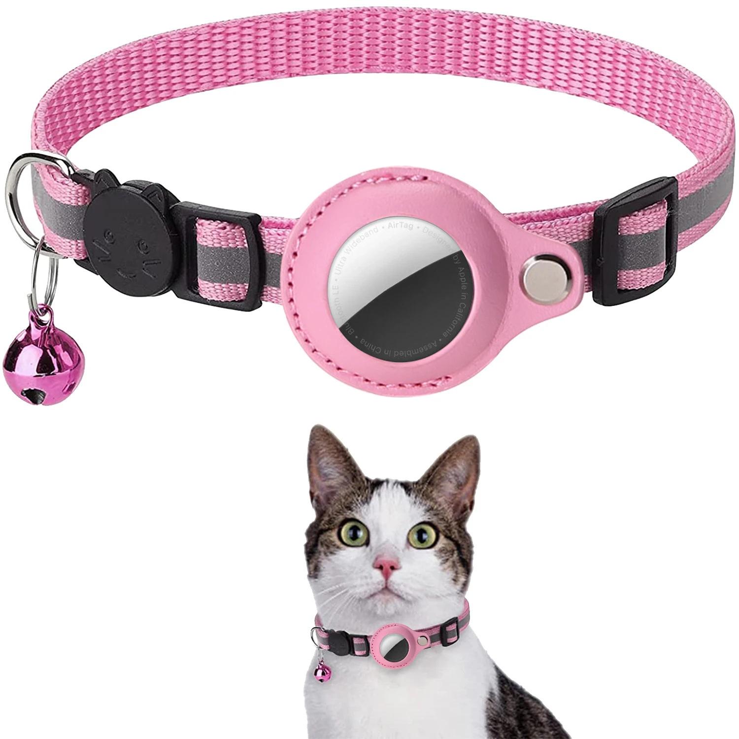 Reflex Nylon Cat Collar with Bell: Apple AirTag Case, No GPS Locator