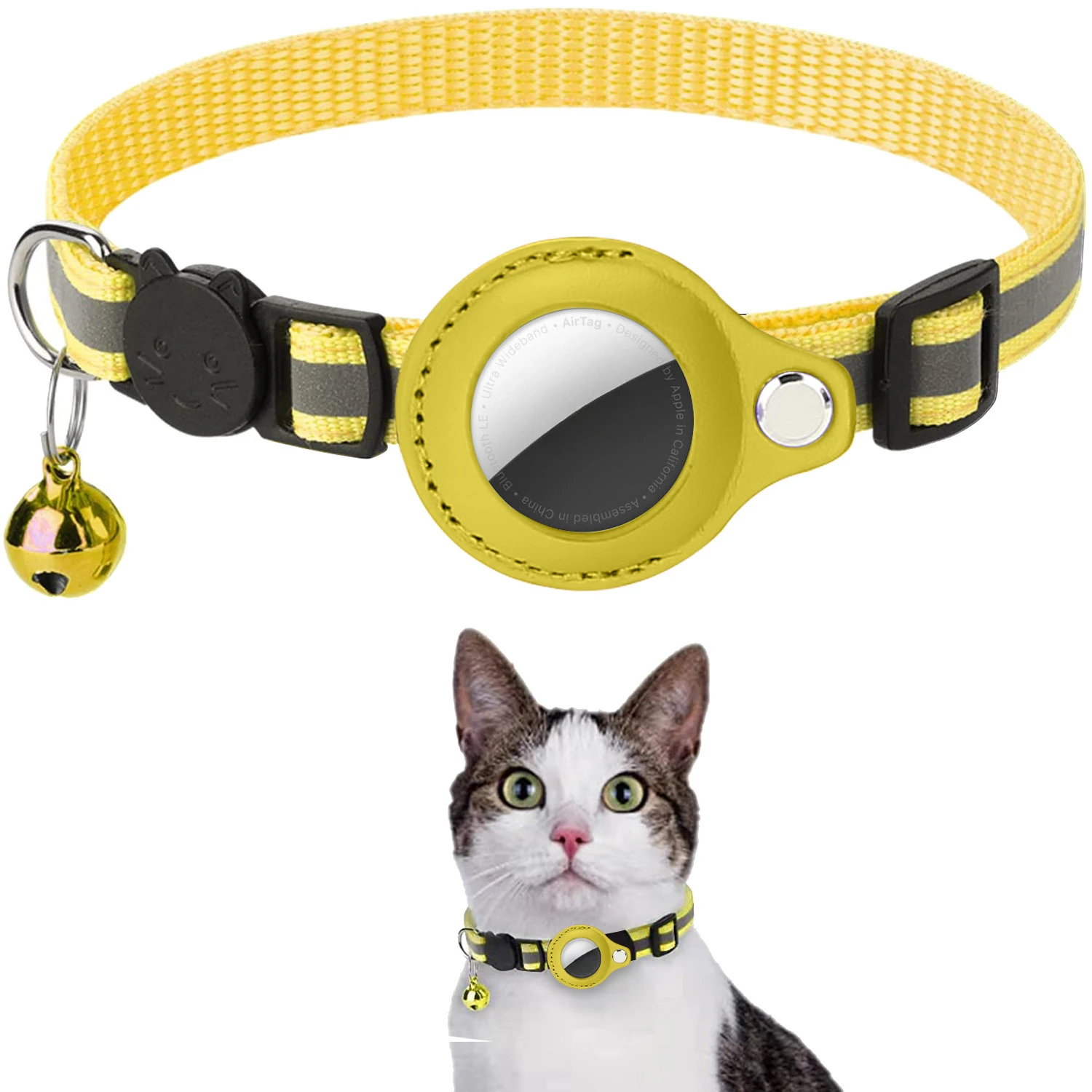 Reflex Nylon Cat Collar with Bell: Apple AirTag Case, No GPS Locator