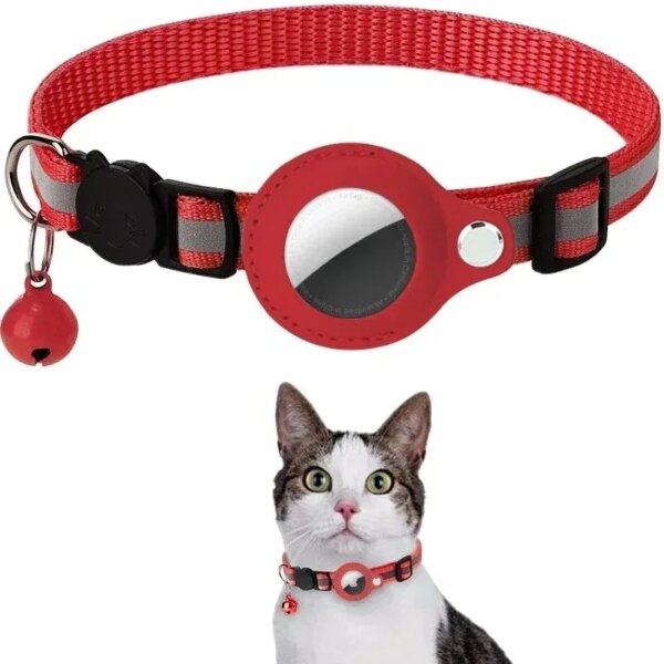 Reflex Nylon Cat Collar with Bell: Apple AirTag Case, No GPS Locator