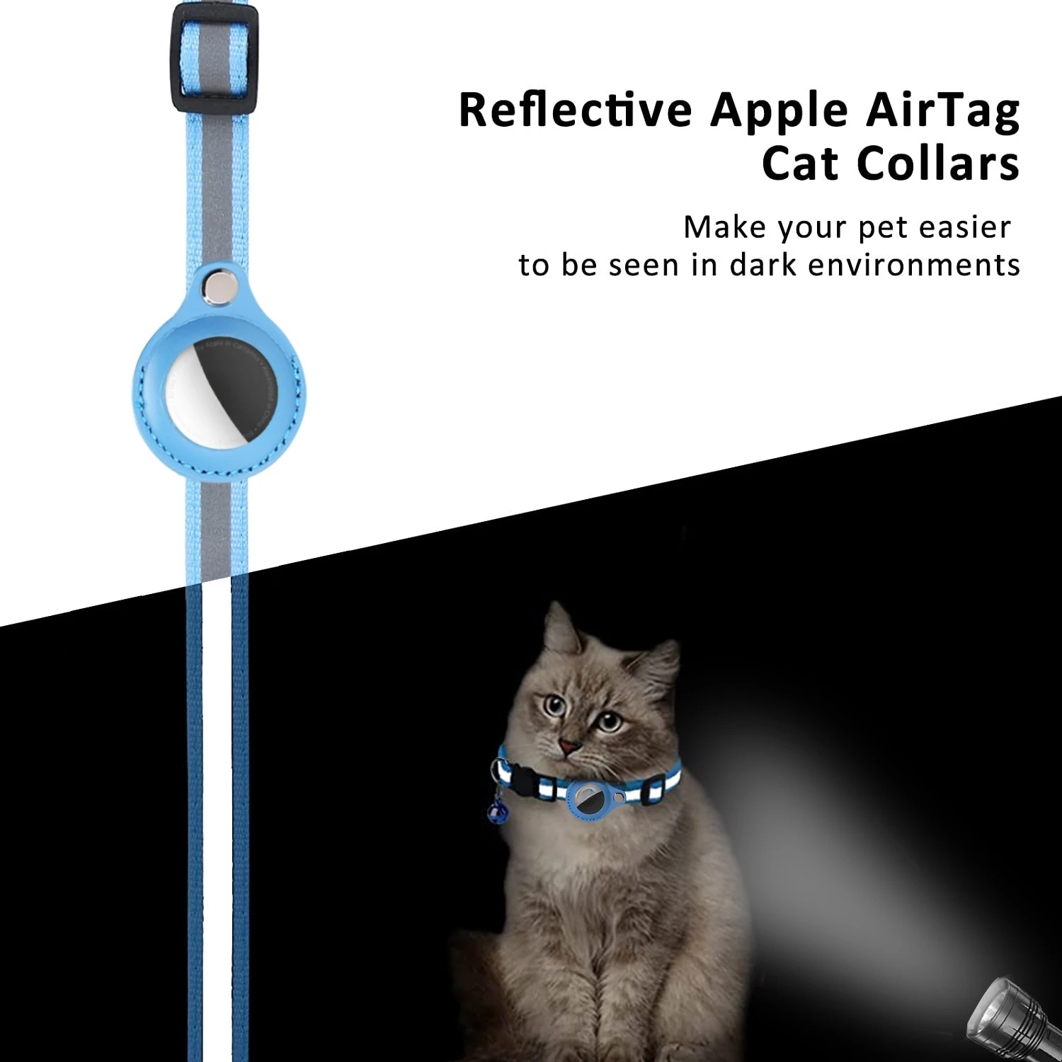 Reflex Nylon Cat Collar with Bell: Apple AirTag Case, No GPS Locator