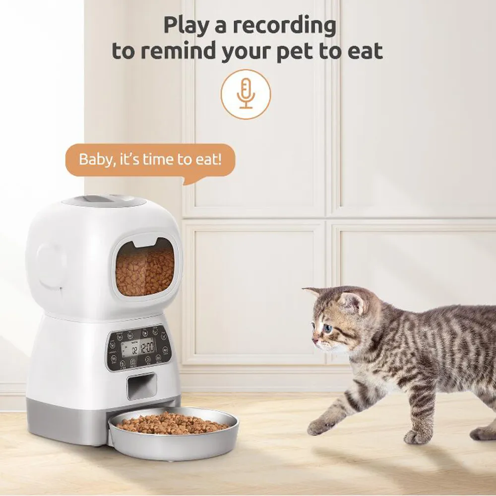 WiFi Smart Pet Feeder: 3.5L Automatic Dispenser with Voice Recorder