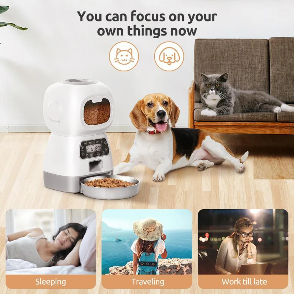 WiFi Smart Pet Feeder: 3.5L Automatic Dispenser with Voice Recorder