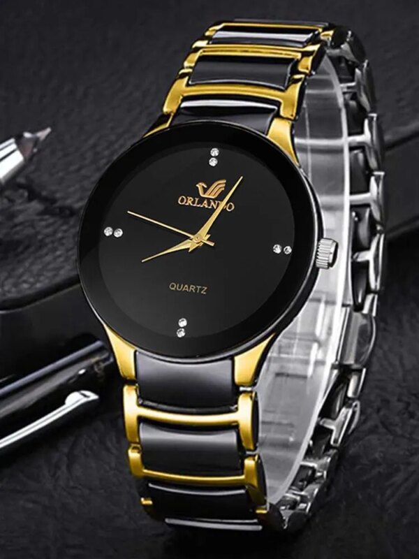 67805-cpjgcl.jpg Fashion Steel Band Quartz Watch Set: Men's Personalized 3PCs