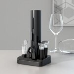 Black Electric Wine Opener: Automatic Corkscrew with USB Charging