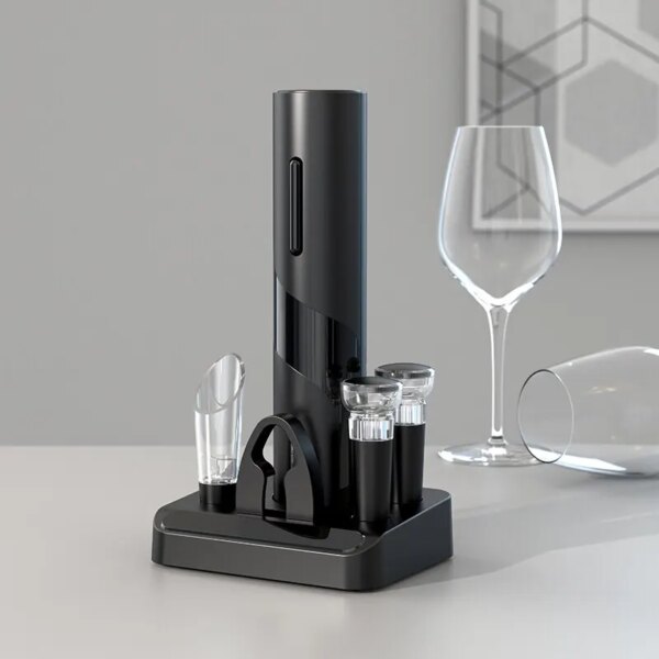 67836-xapigv.jpg Black Electric Wine Opener: Automatic Corkscrew with USB Charging