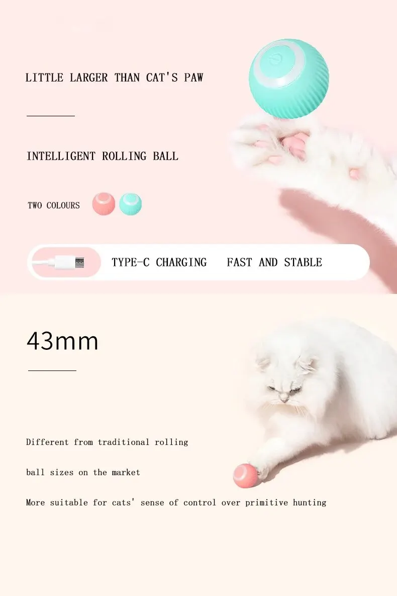 USB Charging Gravity Intelligent Rolling Ball Cat Toy: Teeth-Grinding and Bite-Resistant Pet Accessory