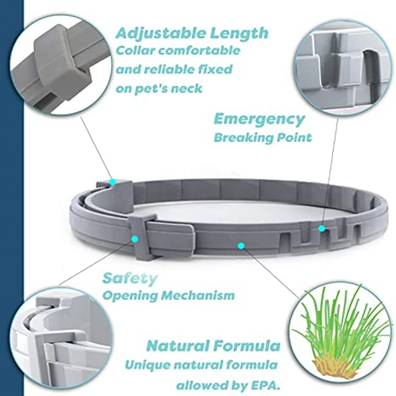 8-Month Protection Retractable Pet Collar: Anti-Flea and Tick for Dogs and Cats