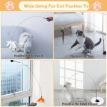 Interactive Feather Wand Cat Toy: Super Suction Cup with Detachable 2 PCS Feather Replacements