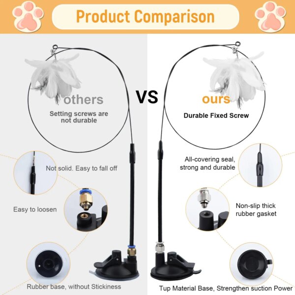 68077-qnevd6.jpg Interactive Feather Wand Cat Toy: Super Suction Cup with Detachable 2 PCS Feather Replacements