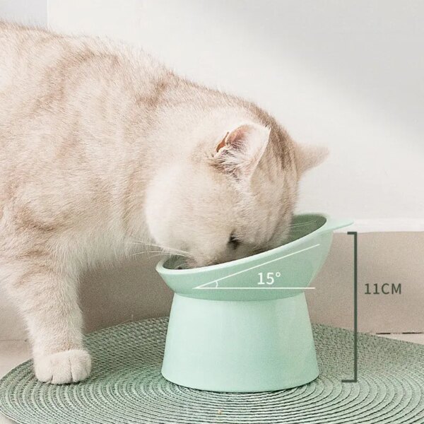 Tilted Pet Food Bowl: High Bottom Neck Protector, Antichoking Design