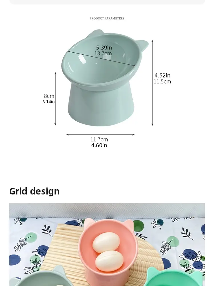 Tilted Pet Food Bowl: High Bottom Neck Protector, Antichoking Design