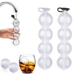 Round Ice Hockey Mold: 4-Hole Ice Cube Maker for Whisky, Cocktails, and Vodka