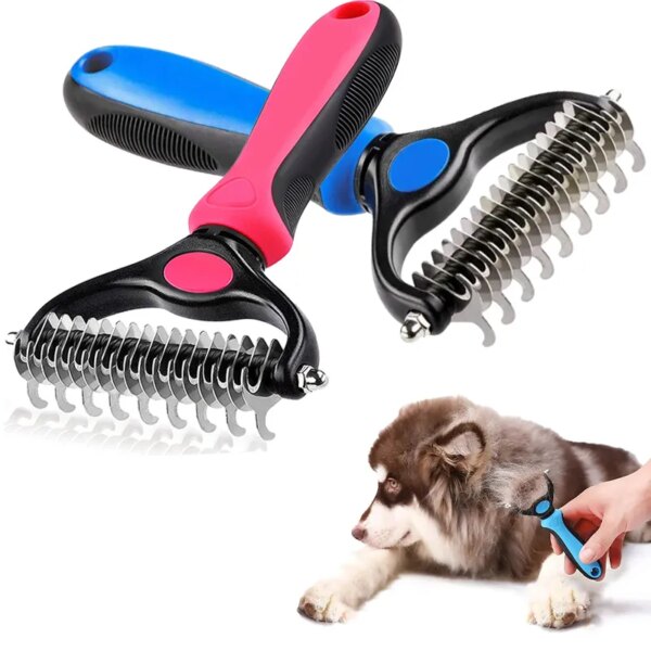68312-x9m4kf.jpg Professional Dog Deshedding Brush: Double-Sided Pet Grooming Comb for Cats and Dogs, Fur Knot Cutter