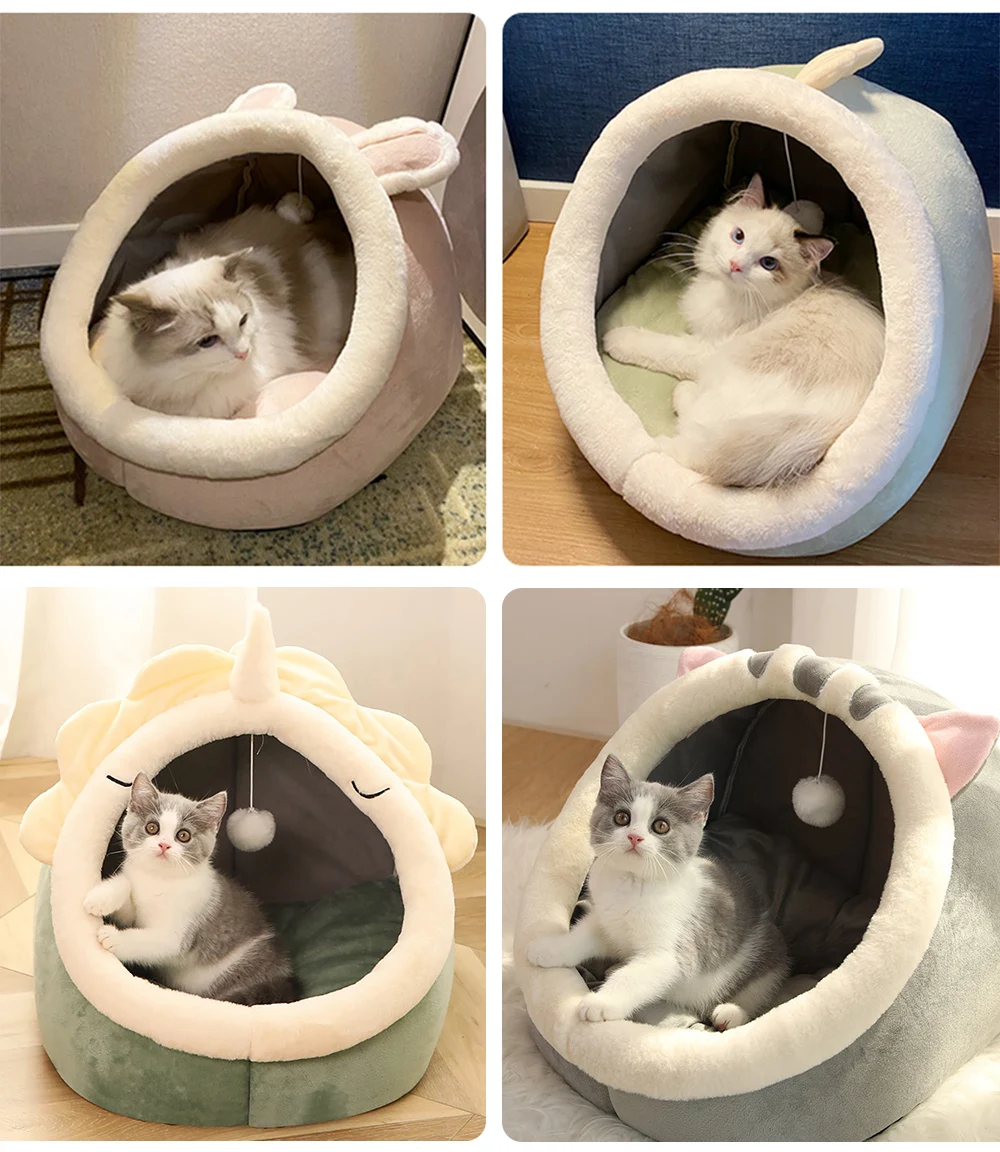 Self-Warming Pet Tent Cave Bed: Comfortable Sleeping Bed for Cats and Small Dogs, Foldable and Washable