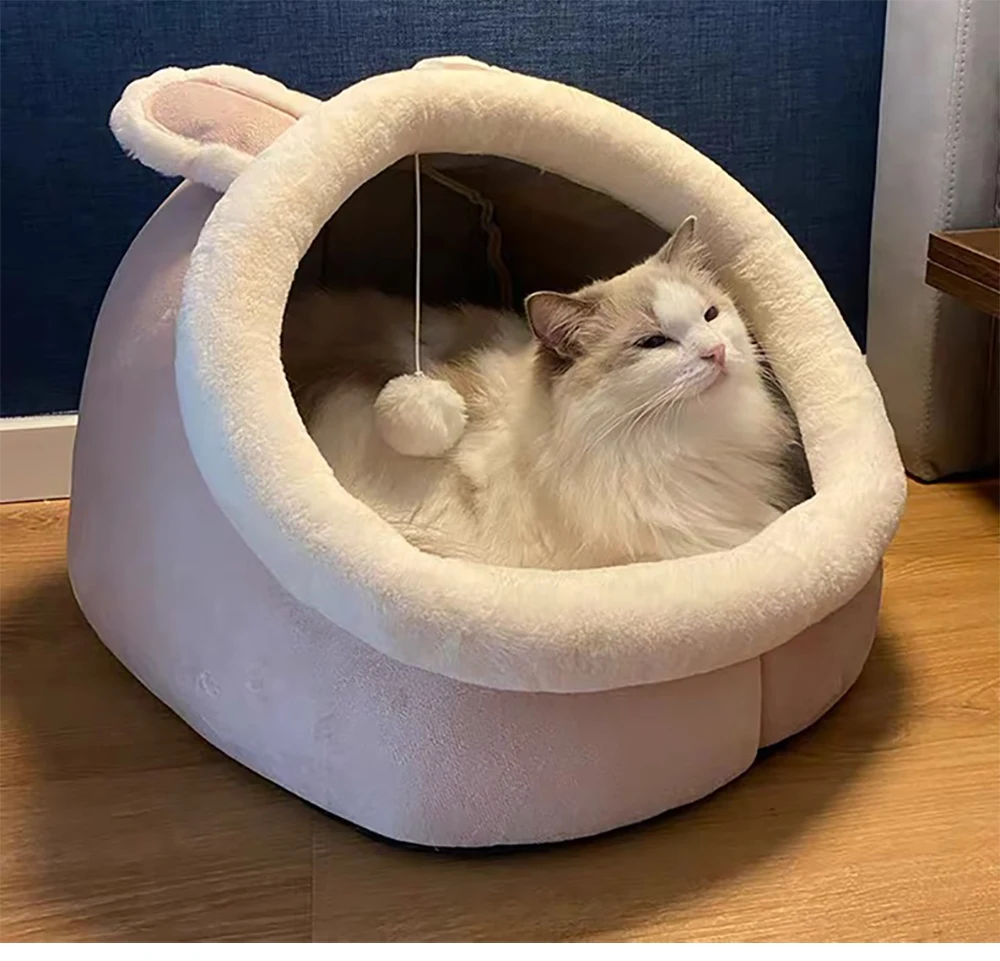 Self-Warming Pet Tent Cave Bed: Comfortable Sleeping Bed for Cats and Small Dogs, Foldable and Washable