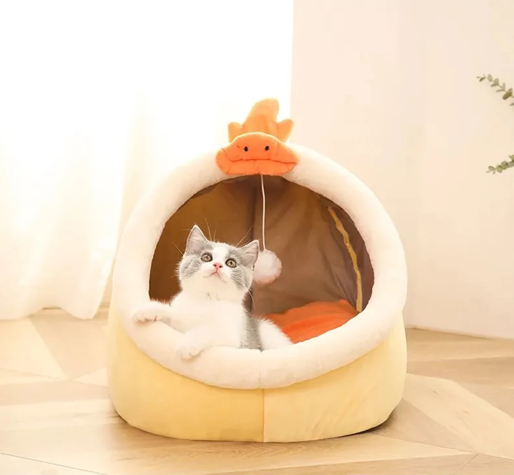 Self-Warming Pet Tent Cave Bed: Comfortable Sleeping Bed for Cats and Small Dogs, Foldable and Washable