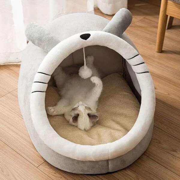 Self-Warming Pet Tent Cave Bed: Comfortable Sleeping Bed for Cats and Small Dogs, Foldable and Washable