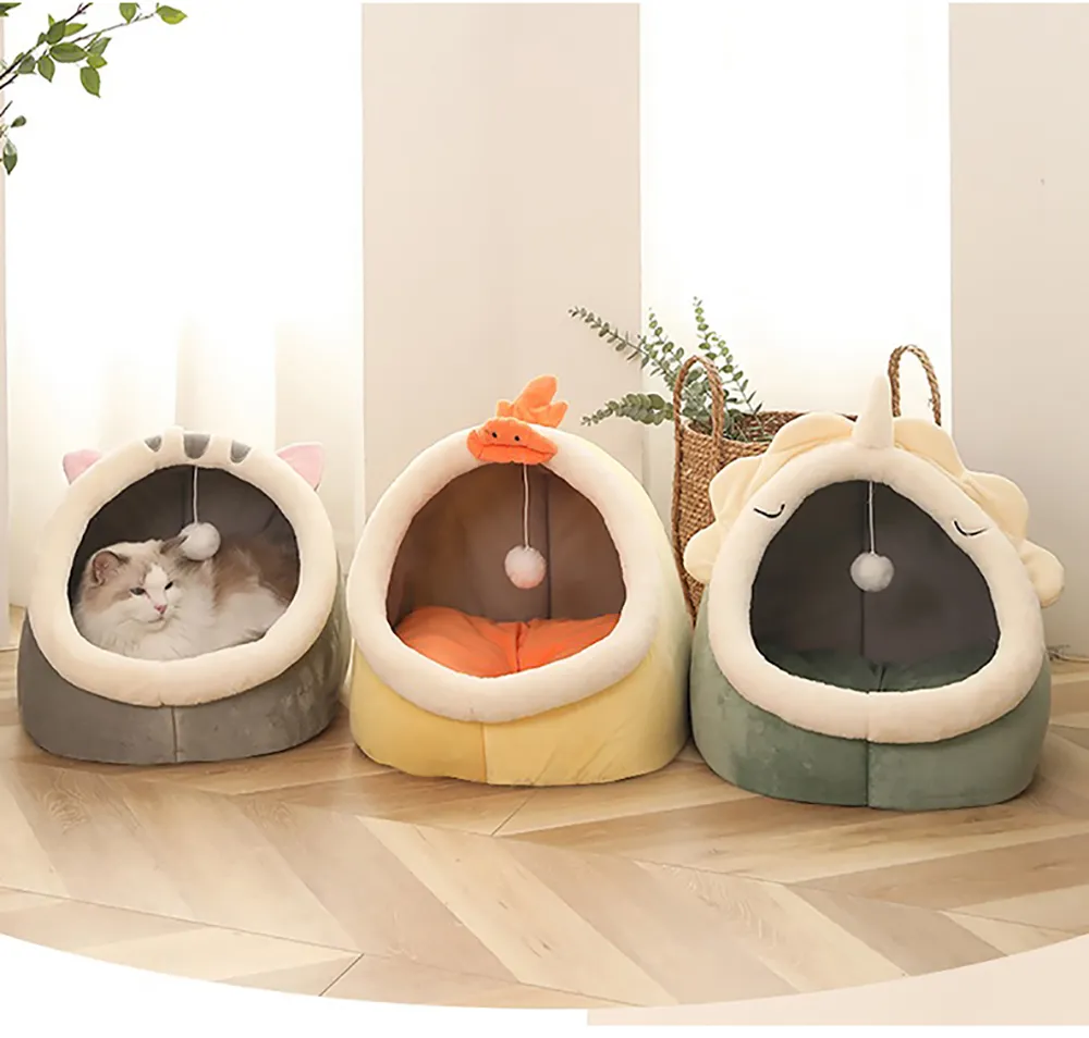 Self-Warming Pet Tent Cave Bed: Comfortable Sleeping Bed for Cats and Small Dogs, Foldable and Washable