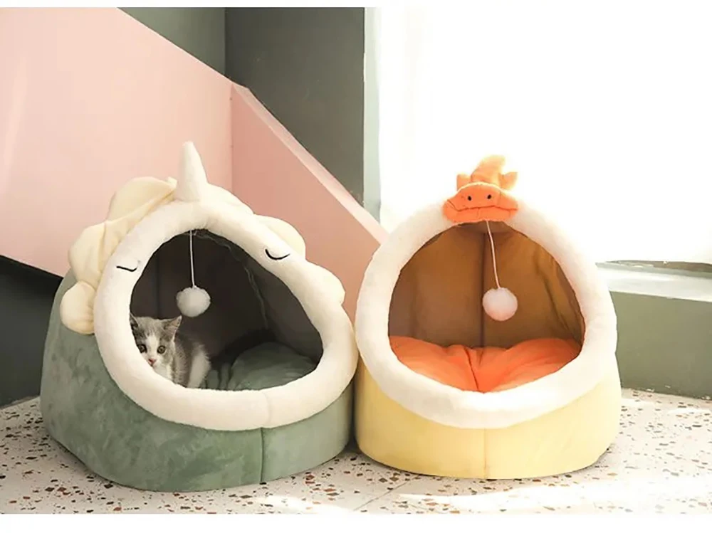 Self-Warming Pet Tent Cave Bed: Comfortable Sleeping Bed for Cats and Small Dogs, Foldable and Washable