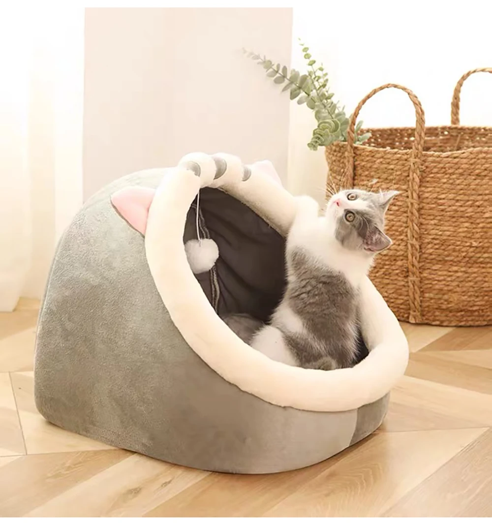 Self-Warming Pet Tent Cave Bed: Comfortable Sleeping Bed for Cats and Small Dogs, Foldable and Washable