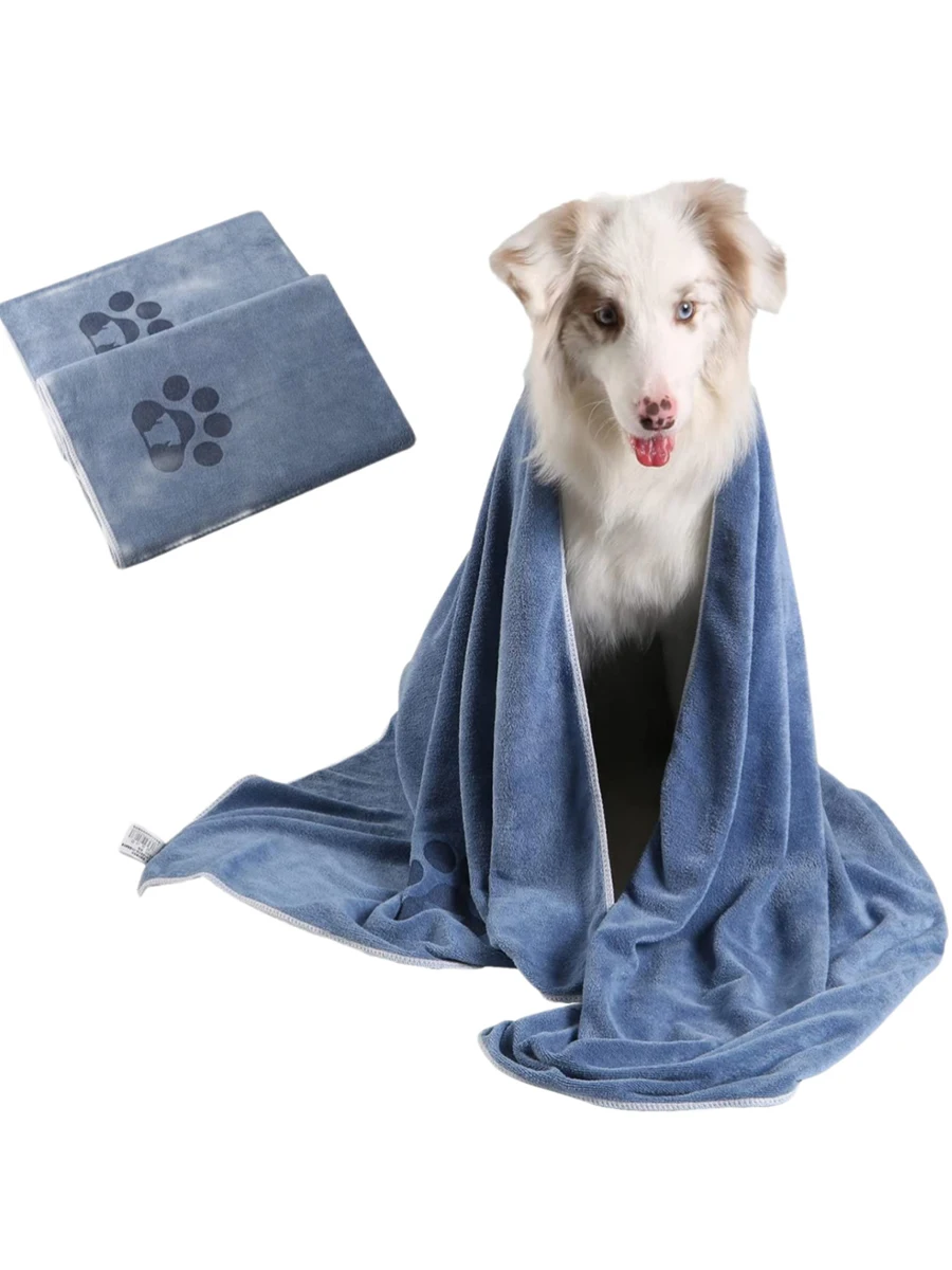 Embroidered Microfiber Pet Bath Towel: Super Soft, Absorbent, Quick-Dry Blanket for Dogs and Cats