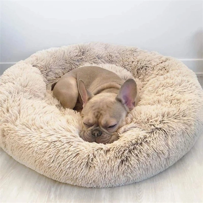 Super Soft Round Pet Bed: Long Plush Dog House for Large and Medium Dogs, Winter Warm Sleeping